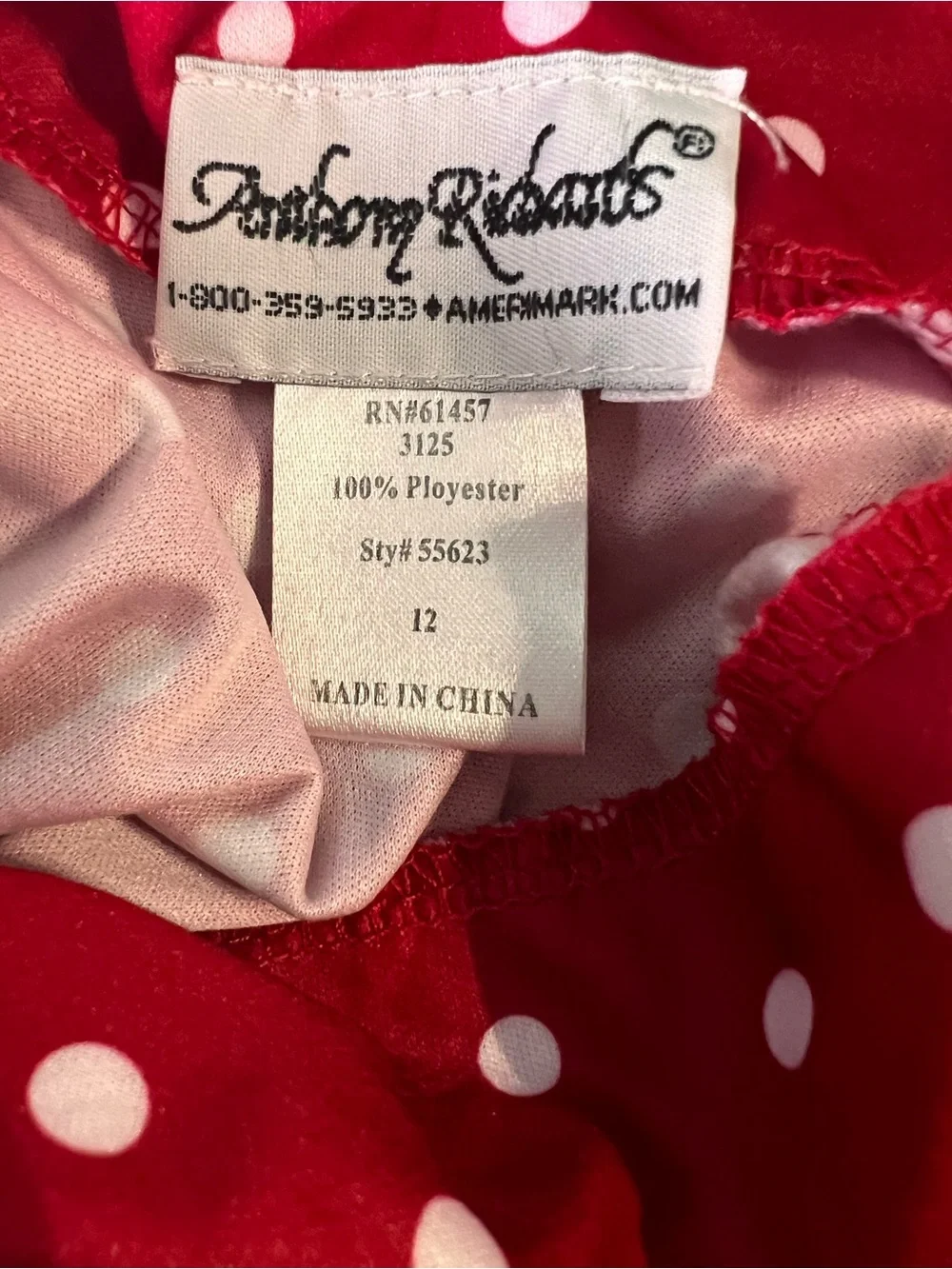 Anthony Richards Red Polka Dot Short Sleeve Midi Dress
